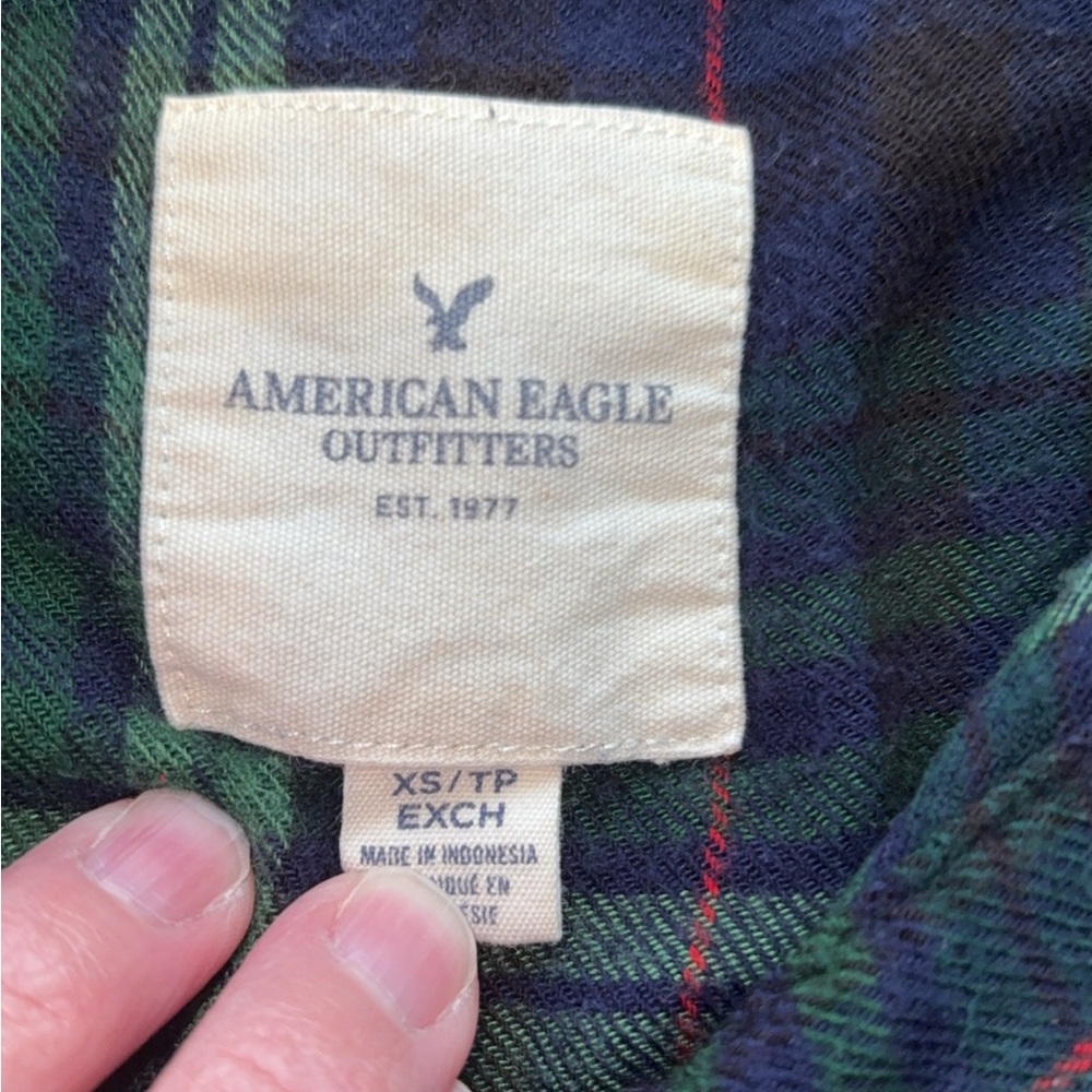 American Eagle Outfitters Blue and Green Plaid flannel - Picture 3 of 4